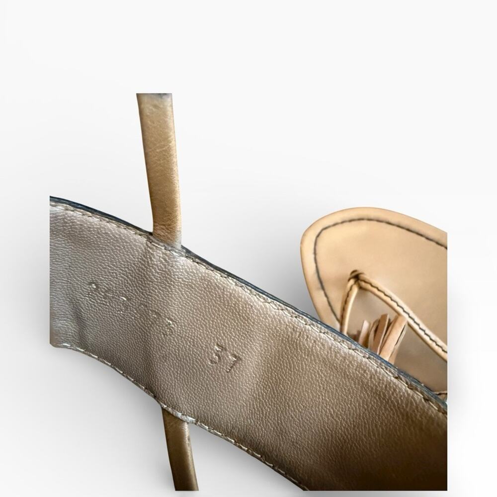 Gucci Brown Leather Tassel Horsebit Thong Flat Sandals EU 37 US 7 - Picture 13 of 16